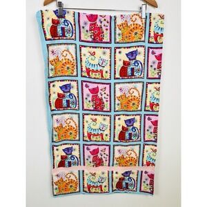 Handmade Colorful Cat Artsy Standard/Queen Pillowcase 31x20 Cotton Kitties